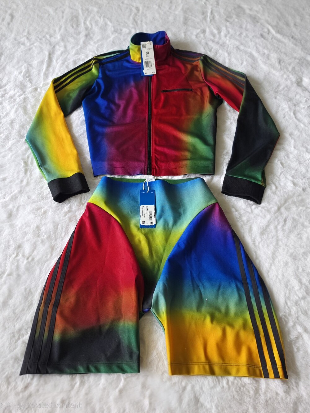 NWT Adidas Originals x Paolina Russo Crop Track Jacket & Bike Shorts Set | XL - Picture 3 of 4
